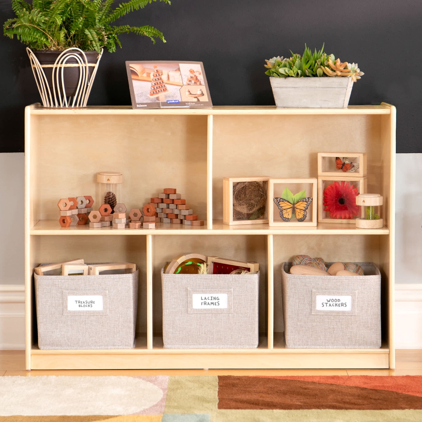 EdQ 2-Shelf 5-Compartment Storage with Bins - 30"