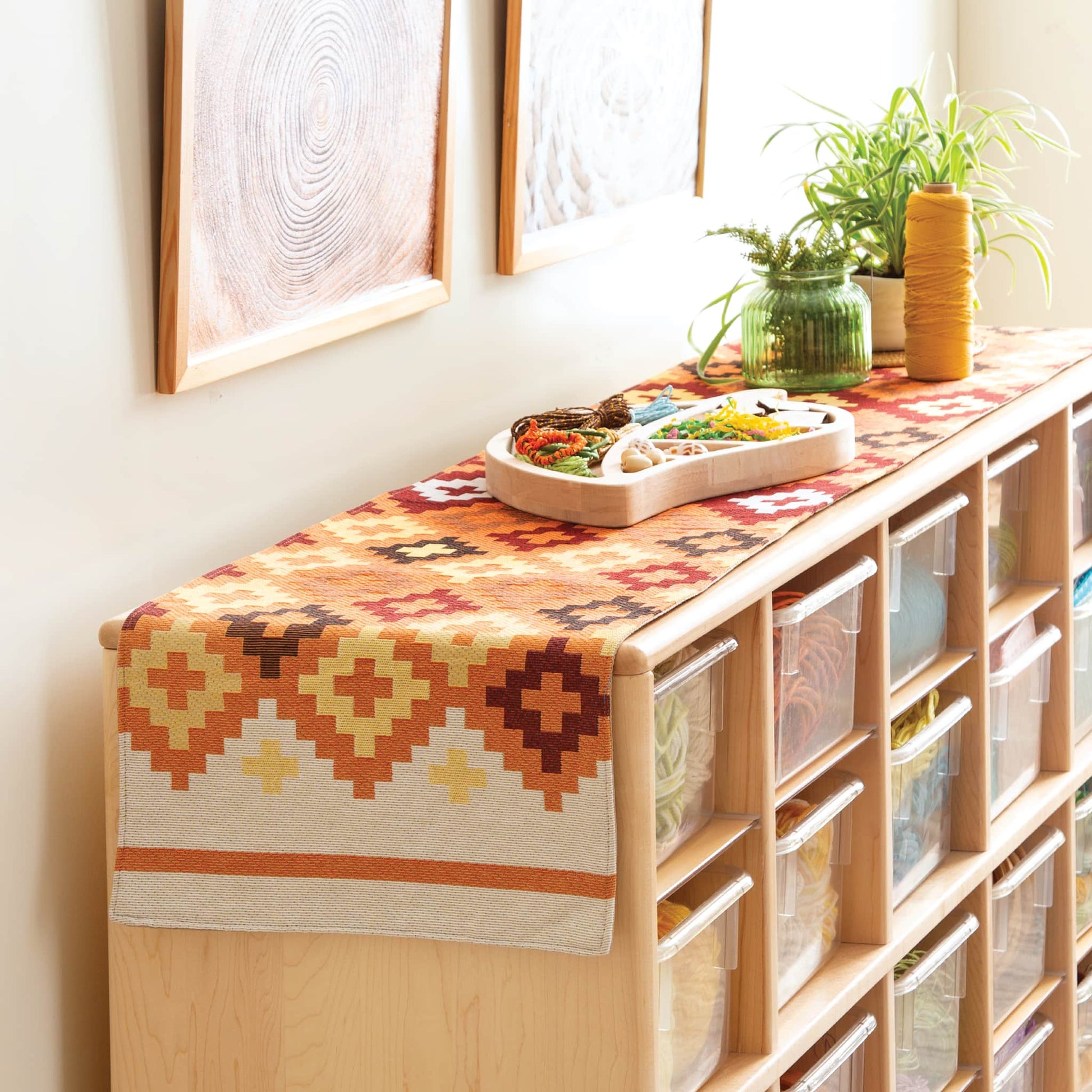 Warm Geo Decorative Runner - 64" x 13"