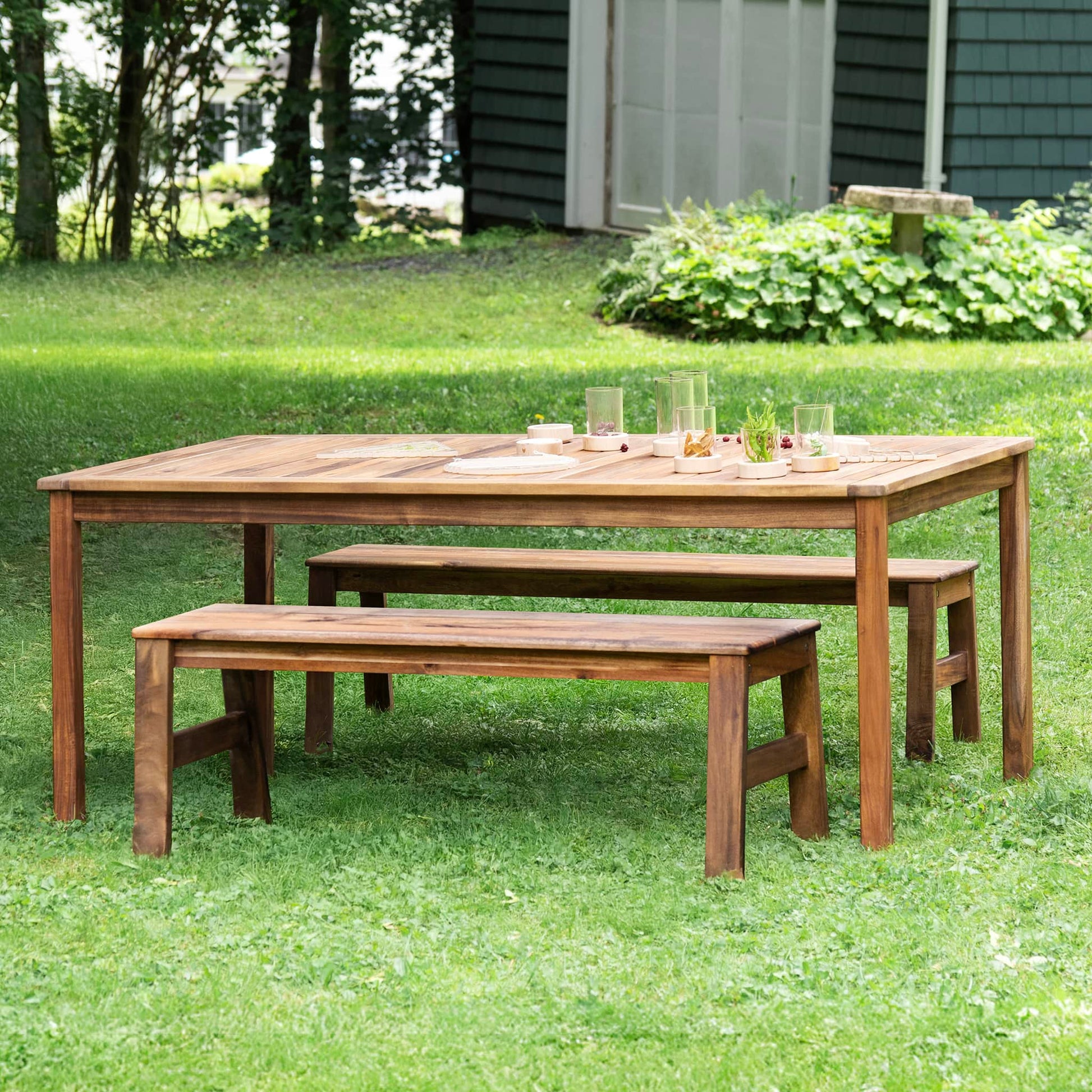 Acadia Outdoor Long Table & 48" Bench Set