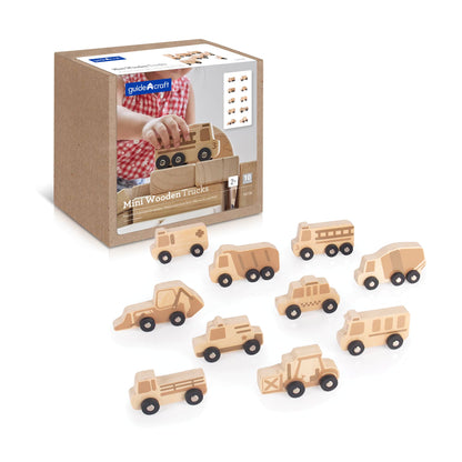 Mini Wooden Trucks - Set of 10