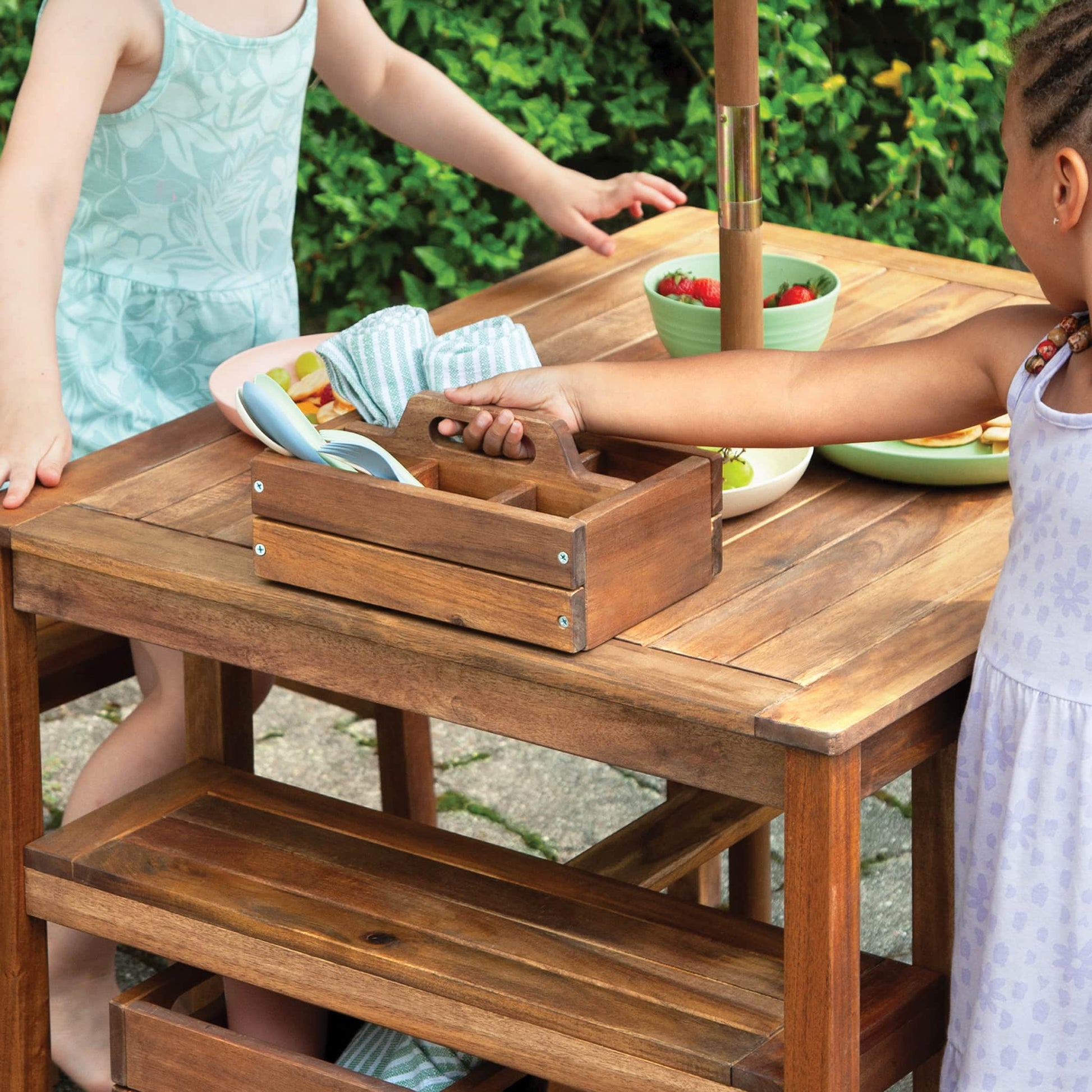 Martha Stewart Kids' Outdoor Craft Table, Benches and Umbrella Set