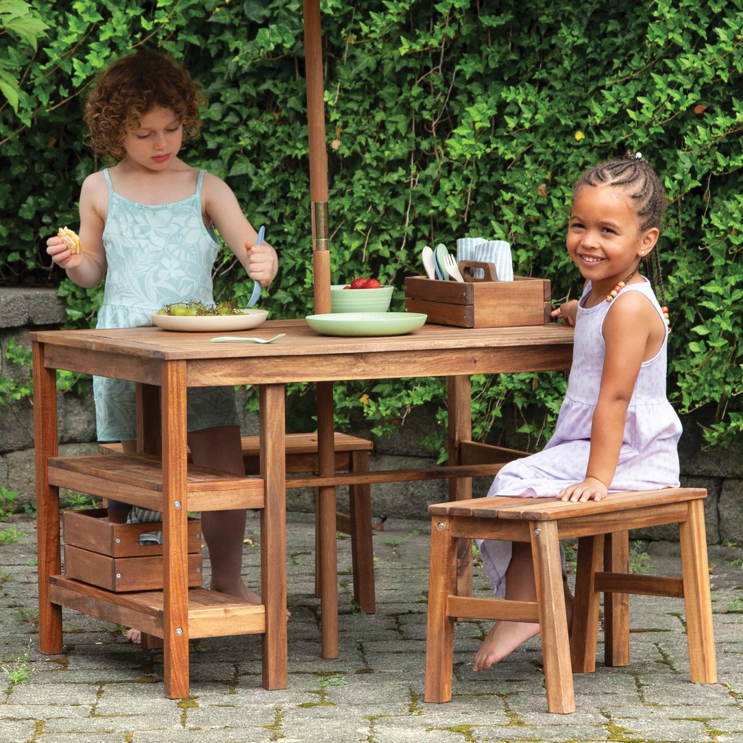 Martha Stewart Kids' Outdoor Craft Table, Benches and Umbrella Set