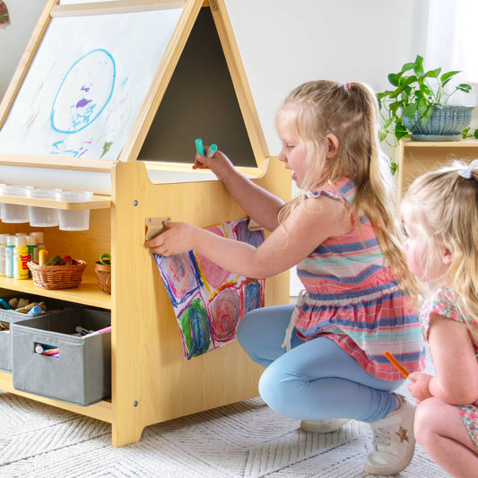 Kids' Desk to Easel Art Cart