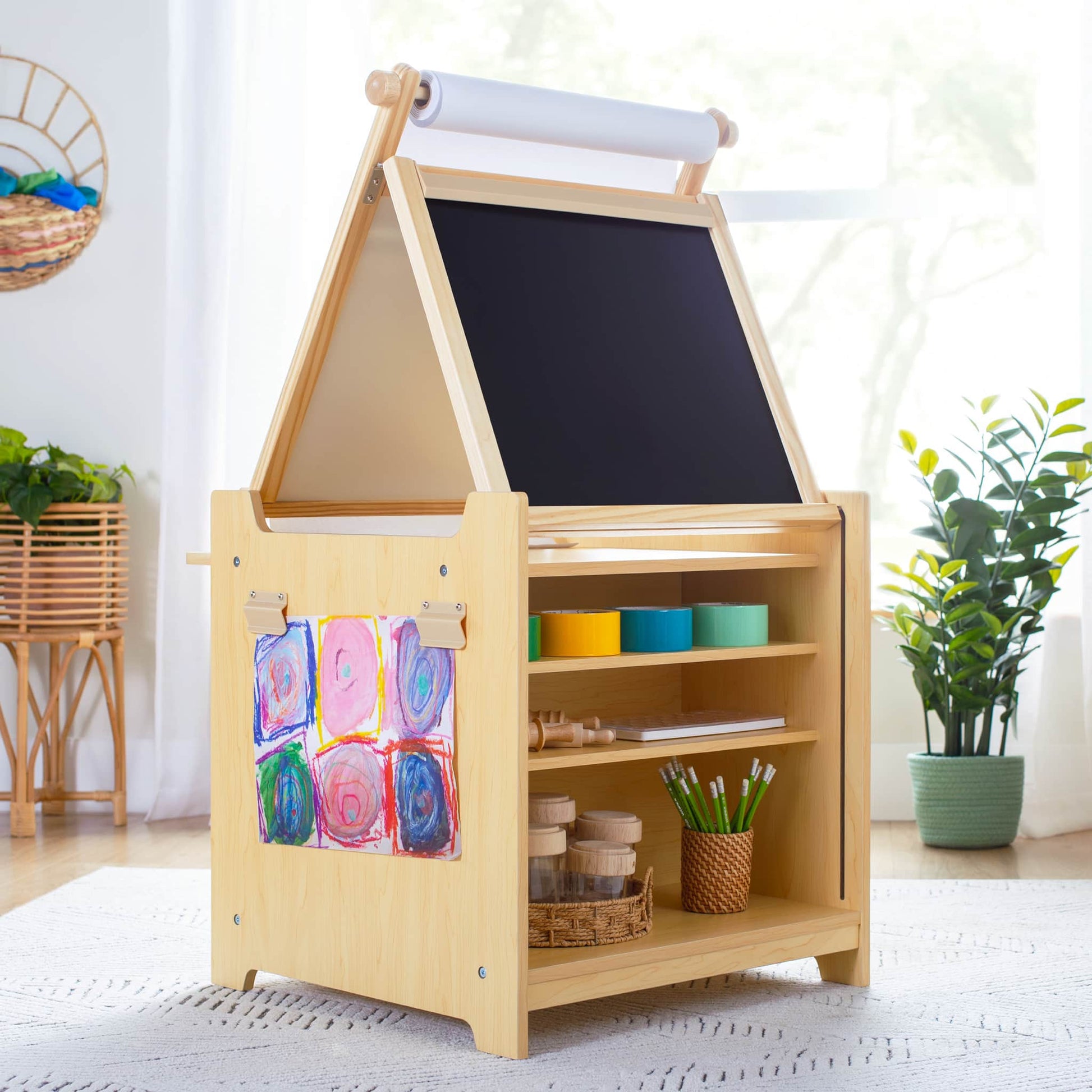 Kids' Desk to Easel Art Cart