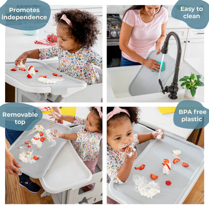 Contemporary Kitchen Helper Toddler Tower and Mealtime and Play Tray Bundle
