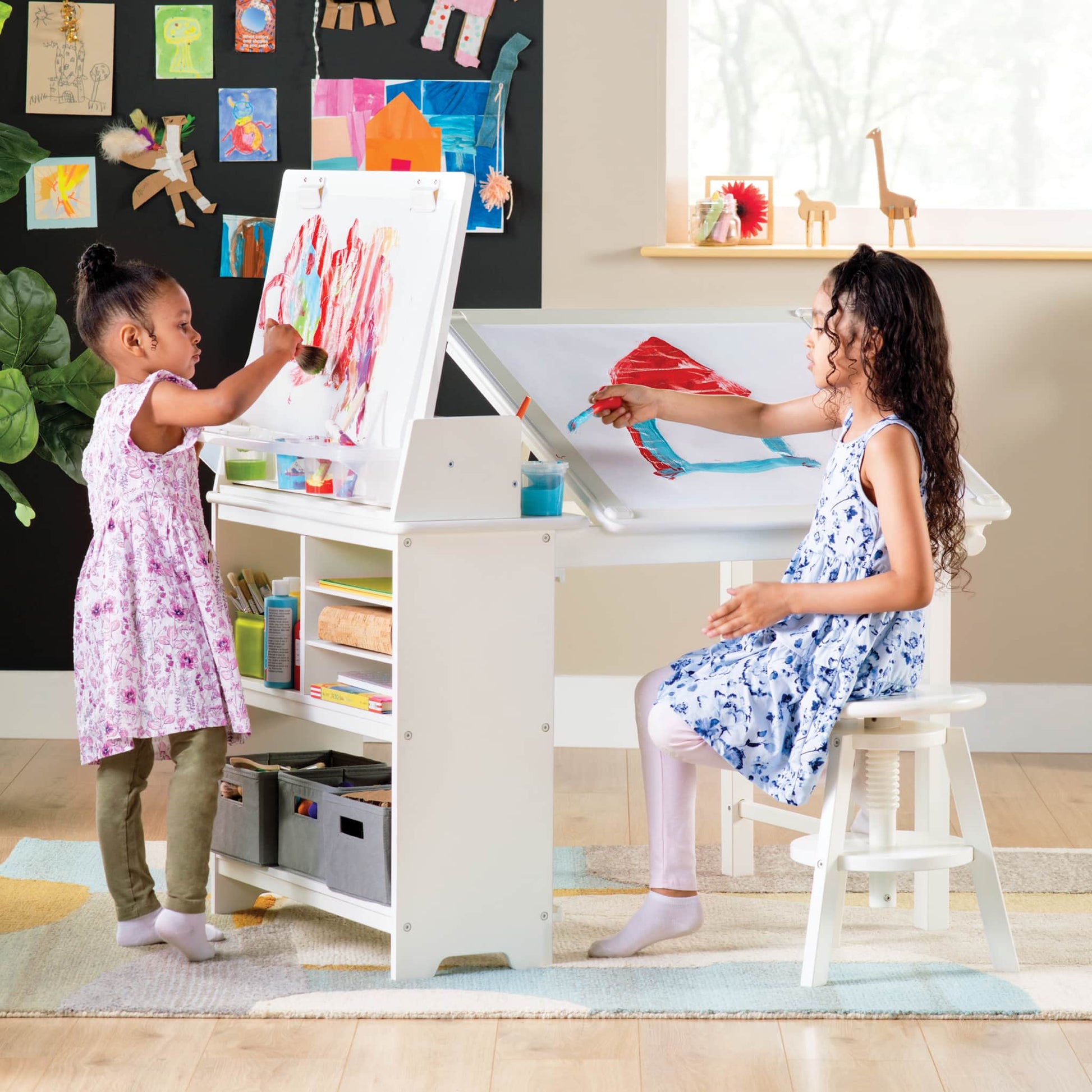 Design Studio - 3 in 1 Art Table, Drafting Table, Easel, and Stool
