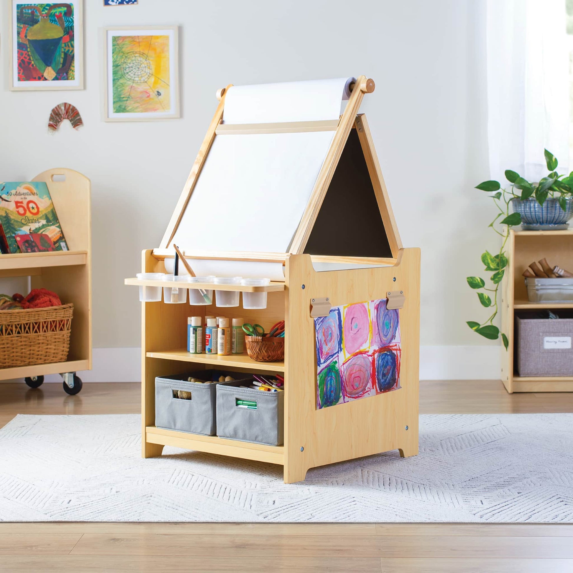 Kids' Desk to Easel Art Cart