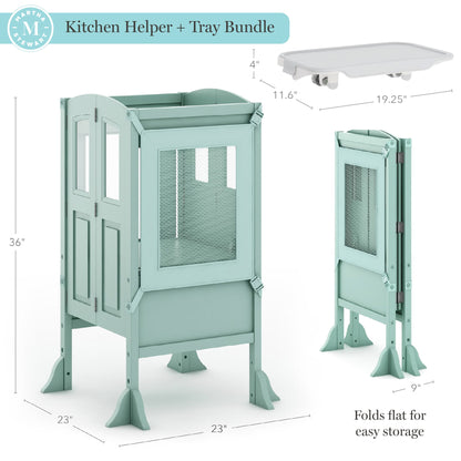 Martha Stewart Kitchen Helper Toddler Tower and Mealtime and Play Tray Bundle